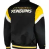 Pittsburgh Penguins Black Satin Letterman Varsity Jacket Back