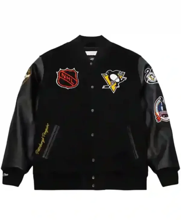 Pittsburgh Penguins Black Team Logo Wool Varsity Jacket
