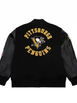 Pittsburgh Penguins Black Team Logo Wool Varsity Jacket Back