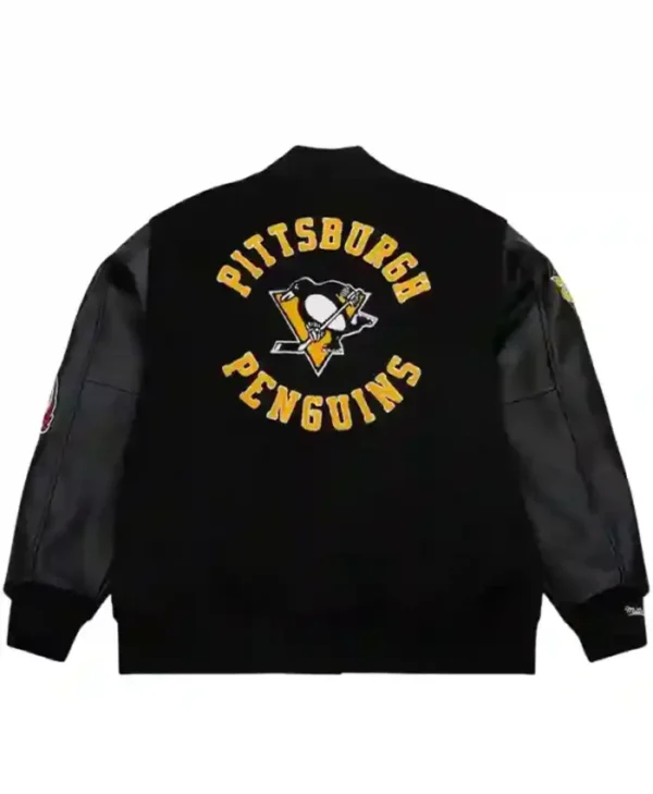 Pittsburgh Penguins Black Team Logo Wool Varsity Jacket Back