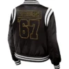 Pittsburgh Penguins Black Vintage Satin Bomber Jacket Back