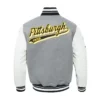 Pittsburgh Penguins Grey And White Letterman Varsity Jacket Back
