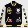 Pittsburgh Steelers Black and White Letterman Jacket