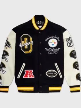 Pittsburgh Steelers Black and White Letterman Jacket