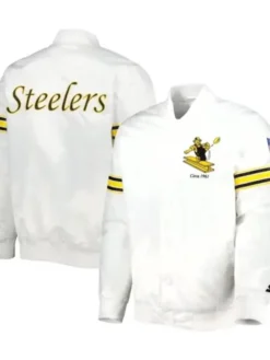 Pittsburgh Steelers Satin White Varsity Jacket