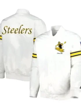 Pittsburgh Steelers Satin White Varsity Jacket