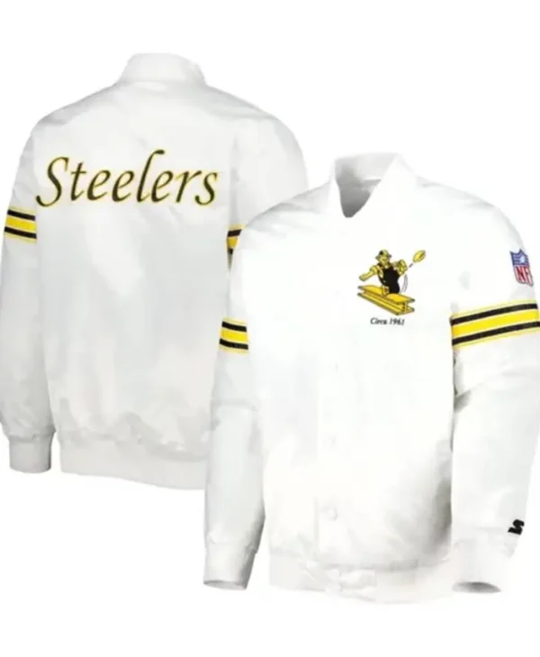 Pittsburgh Steelers Satin White Varsity Jacket
