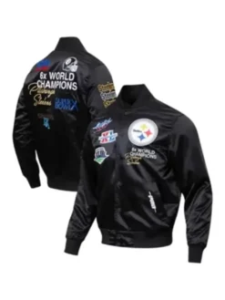Pittsburgh Steelers Super Bowl Satin Black Varsity Jacket