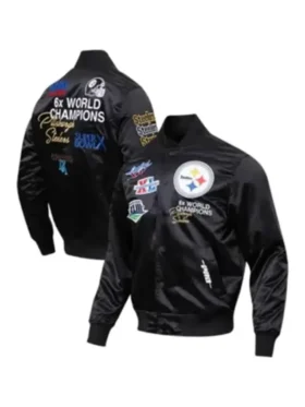 Pittsburgh Steelers Super Bowl Satin Black Varsity Jacket