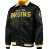 Reba Sauer Boston Bruins Starter Black Satin Jacket