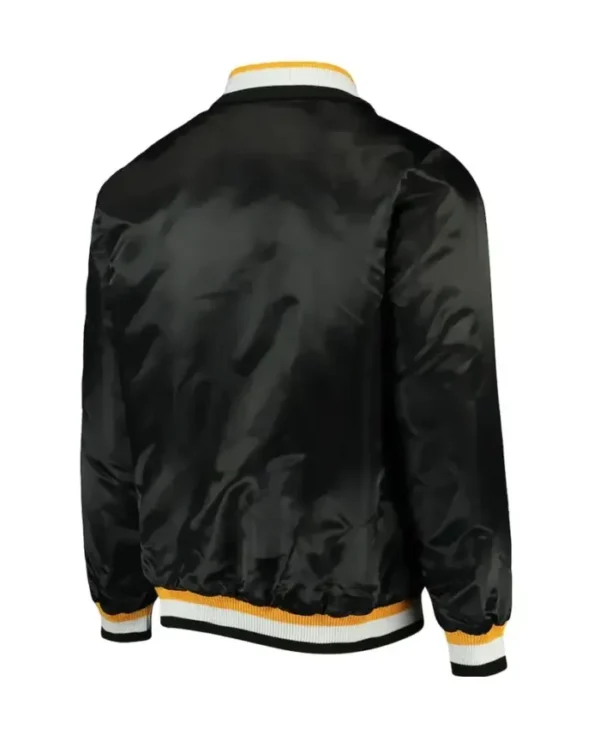 Reba Sauer Boston Bruins Starter Black Satin Jacket Back