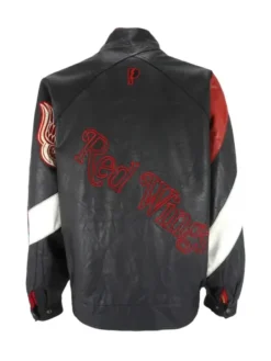 Red Wings Vintage Black Leather Zip Up Jacket Back