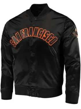 Ricky San Francisco Giants Black Satin Varsity Jacket