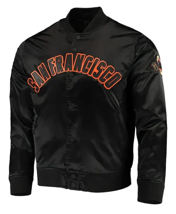 Ricky San Francisco Giants Black Satin Varsity Jacket