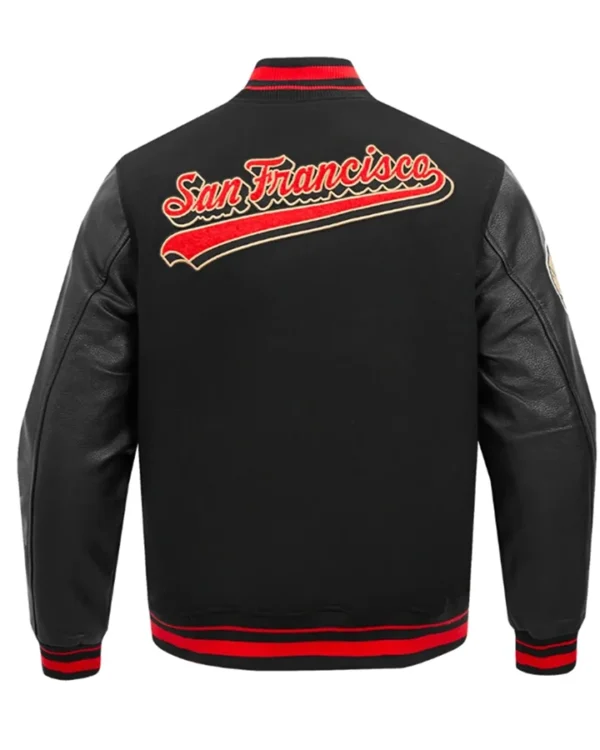 Rodriguez San Francisco 49ers Black Wool Varsity Jacket Back
