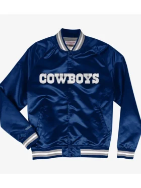 Roxane Dallas Cowboys Lightweight Blue Satin Varsity Jacket