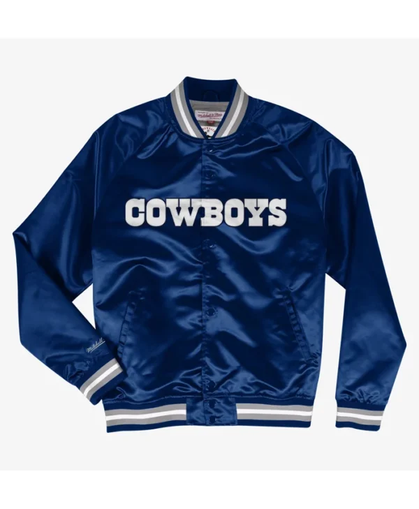 Roxane Dallas Cowboys Lightweight Blue Satin Varsity Jacket