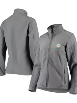 Ruthie NFL Miami Dolphins Grey Zip Track Jacket
