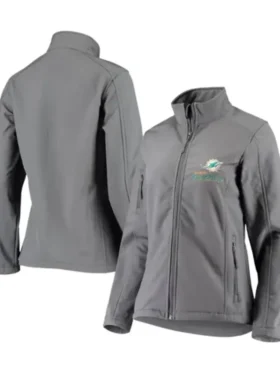 Ruthie NFL Miami Dolphins Grey Zip Track Jacket