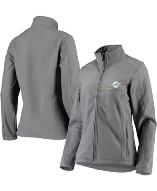 Ruthie NFL Miami Dolphins Grey Zip Track Jacket