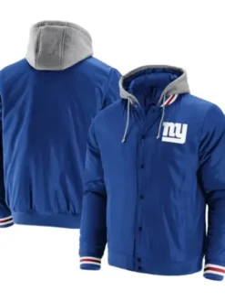 Sabina New York Giants Blue Hooded Varsity Jacket