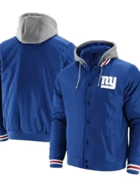 Sabina New York Giants Blue Hooded Varsity Jacket