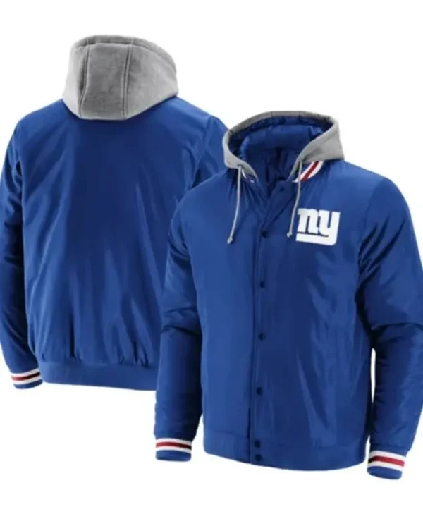 Sabina New York Giants Blue Hooded Varsity Jacket