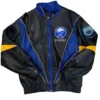 Sabres Vintage Black Leather Zip Up Jacket