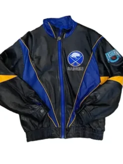 Sabres Vintage Black Leather Zip Up Jacket