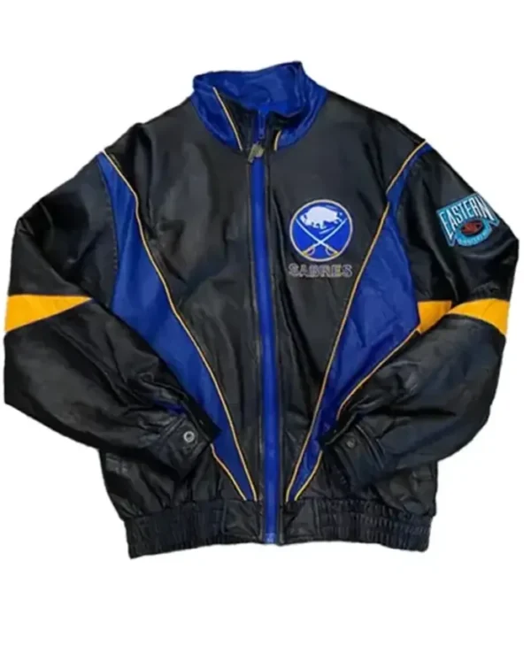 Sabres Vintage Black Leather Zip Up Jacket
