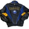 Sabres Vintage Black Leather Zip Up Jacket Back