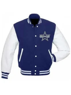 Saige Dallas Cowboys Blue And White Wool Varsity Jacket