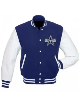 Saige Dallas Cowboys Blue And White Wool Varsity Jacket