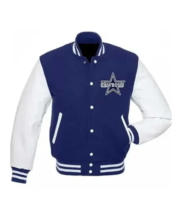 Saige Dallas Cowboys Blue And White Wool Varsity Jacket