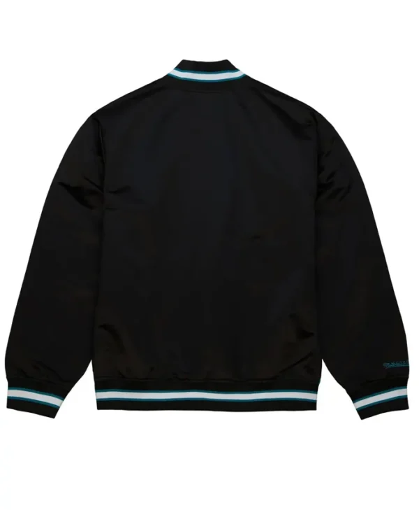 San Jose Sharks Black And Blue Satin Varsity Jacket Back