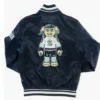 Seattle Kraken Buoy Mascot Blue Satin Varsity Jacket Back