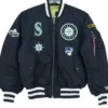 Seattle Mariners Ma-1 Satin Zip Bomber Jacket