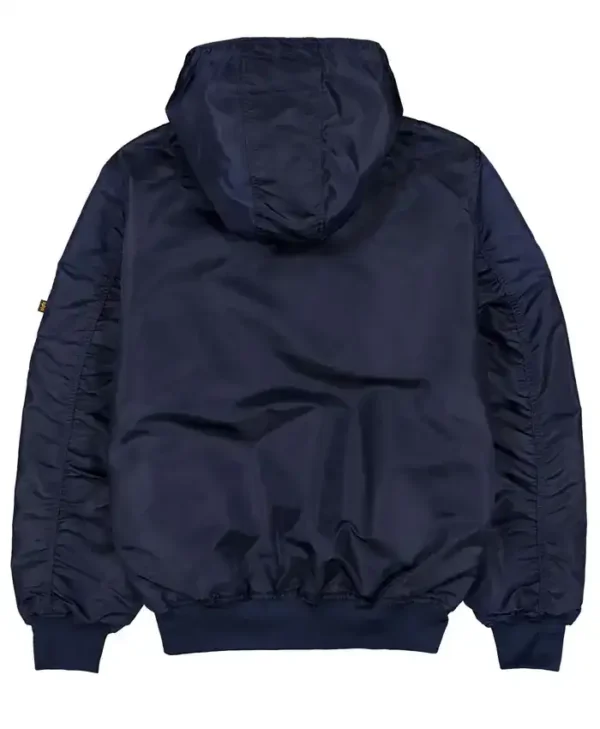 Seattle Mariners Navy Blue Hooded Ma-1 Bomber Jacket Back