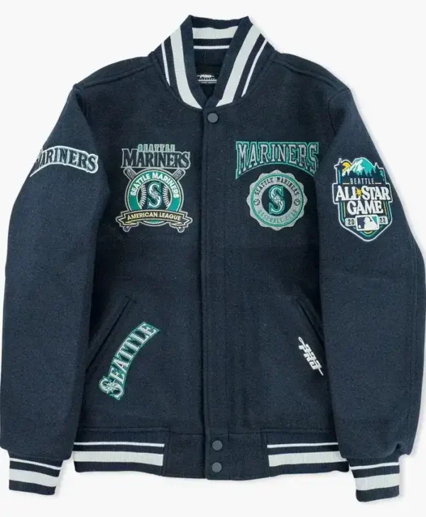 Seattle Mariners Navy Blue Wool Varsity Jacket
