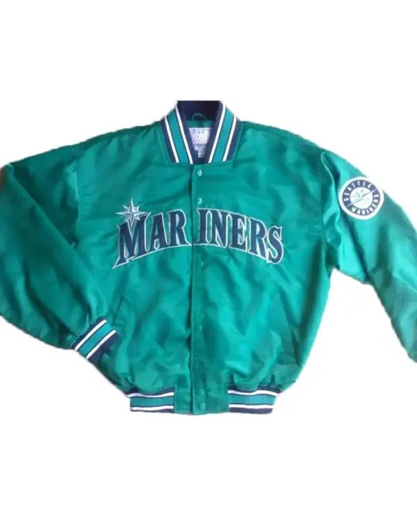 Seattle Mariners Sea Green Vintage Starter Satin Varsity Jacket