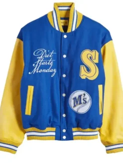 Seattle Mariners Wool Blue And Yellow Varsity Jacket