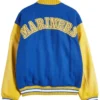 Seattle Mariners Wool Blue And Yellow Varsity Jacket Back