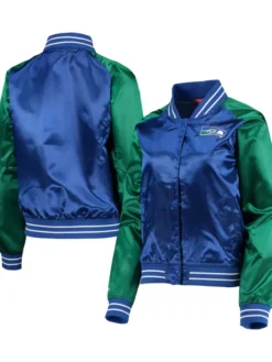 Seattle Seahawks Blue Satin Varsity Jacket