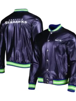 Seattle Seahawks Purple Satin Varsity Jacket
