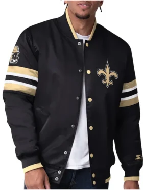Shelton New Orleans Saints Black Satin Jacket