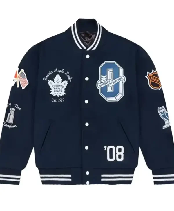 Sierra Toronto Maple Leafs OVO Navy Wool Varsity Jacket