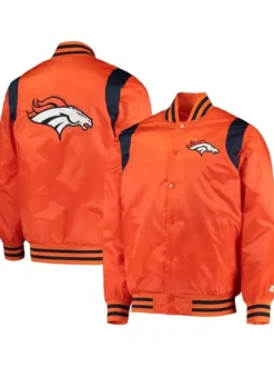 Sincere Miller Denver Broncos Orange Satin Varsity Jacket