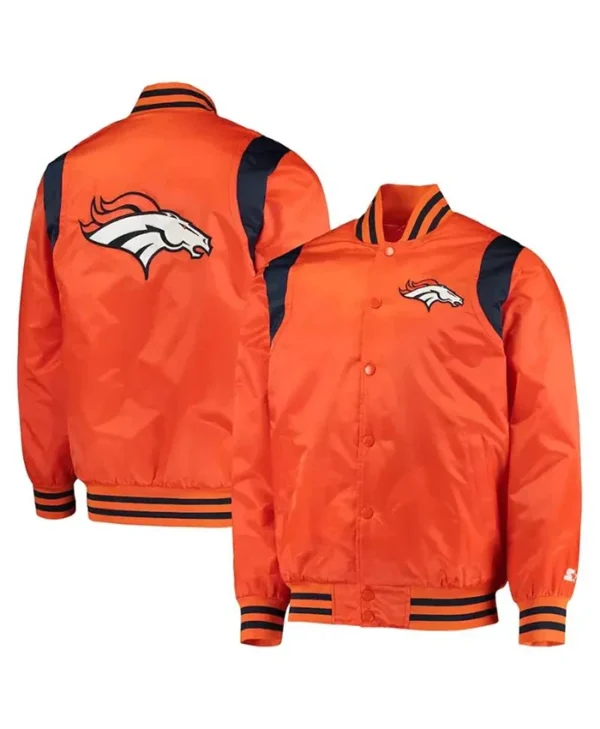 Sincere Miller Denver Broncos Orange Satin Varsity Jacket