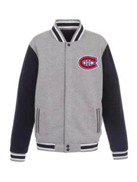 Sipes Montreal Canadiens Gray And Black Wool Varsity Jacket
