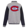 Sipes Montreal Canadiens Gray And Black Wool Varsity Jacket Back